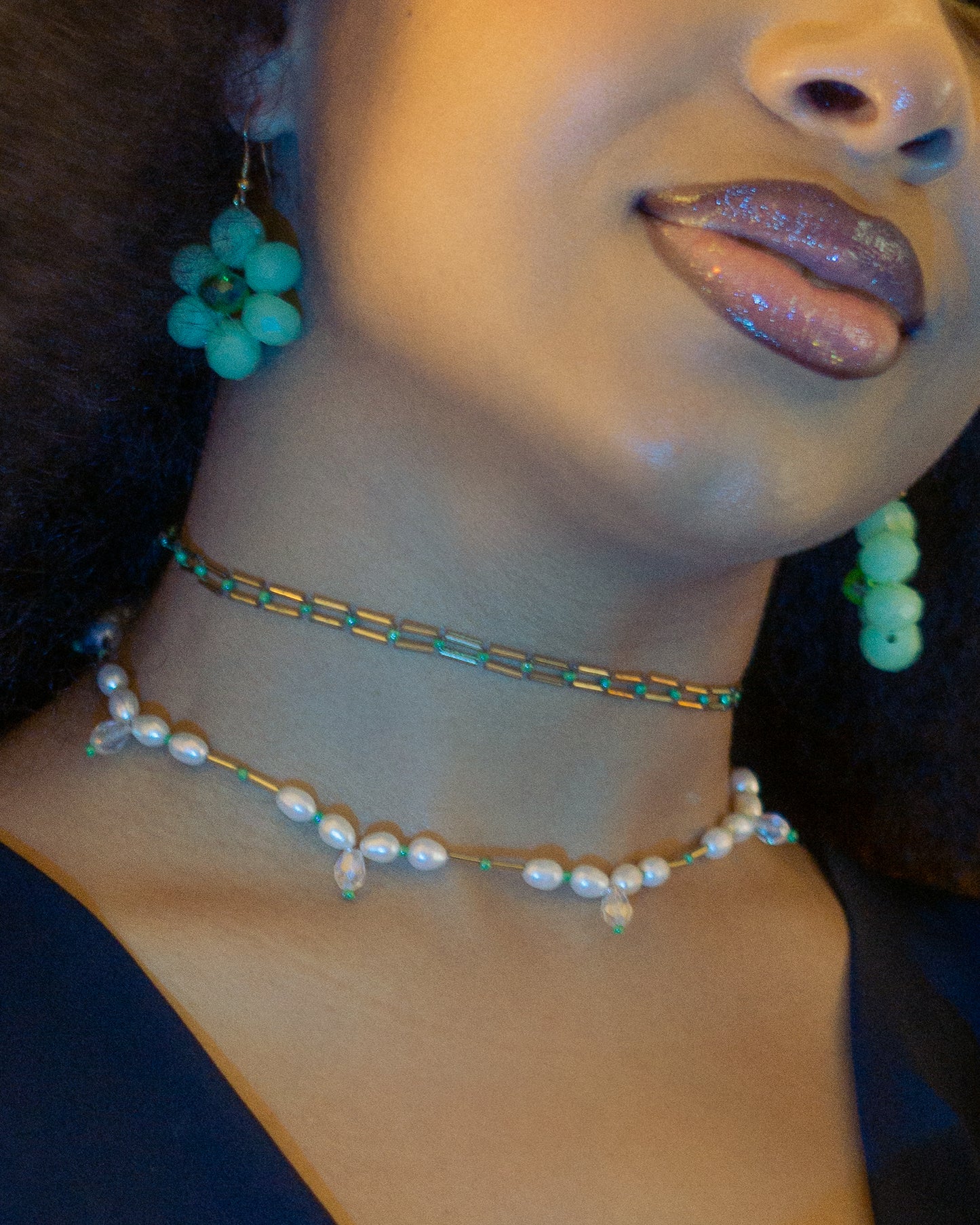 Choker en perles dorées - Choker Lolita
