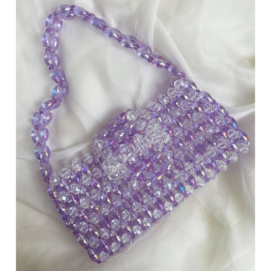 Sac en perles de cristal lilas 