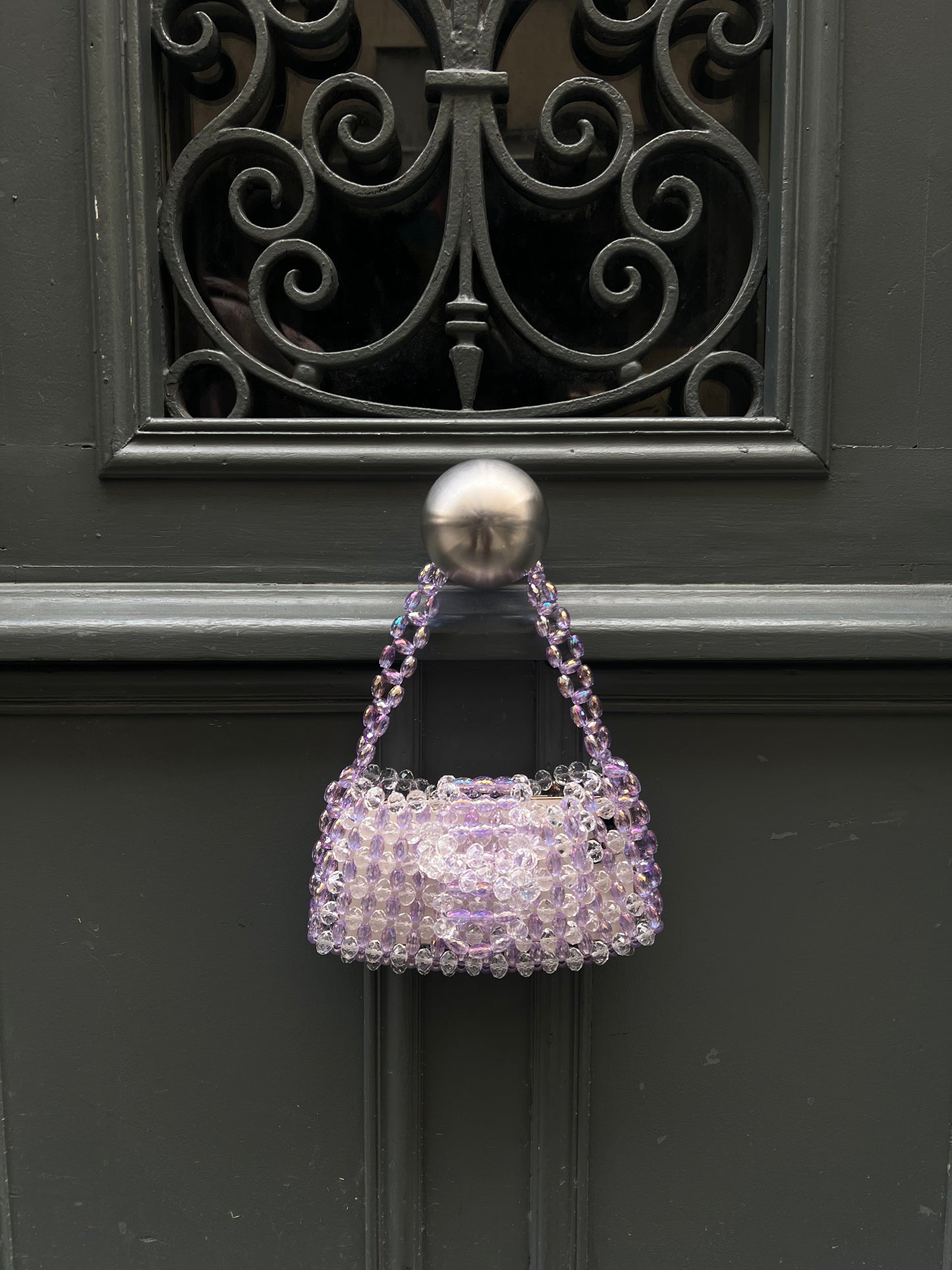 Sac en perles de cristal lilas