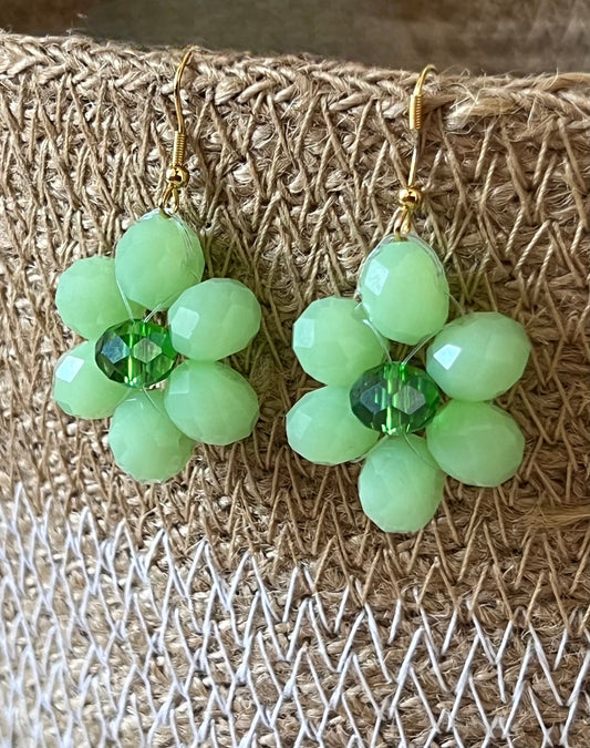 Boucles d'Oreilles en perles -Boucles d'Oreilles  Daisy rouge/vert/orange